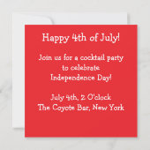 アメリカ独立記念日 7月4日 ご招待 招待状 (裏面)