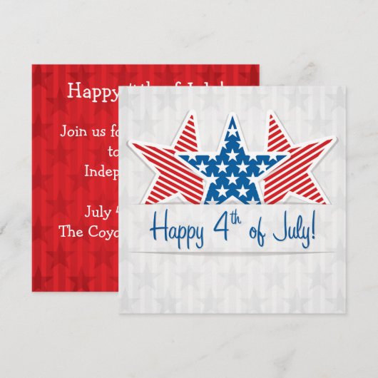 アメリカ独立記念日 7月4日 ご招待 招待状 (正面/裏面)