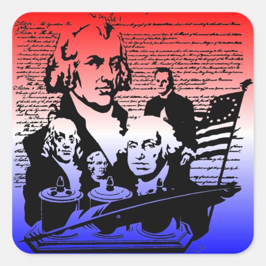 アメリカ独立記念日、7月4日 スクエアシール (正面)