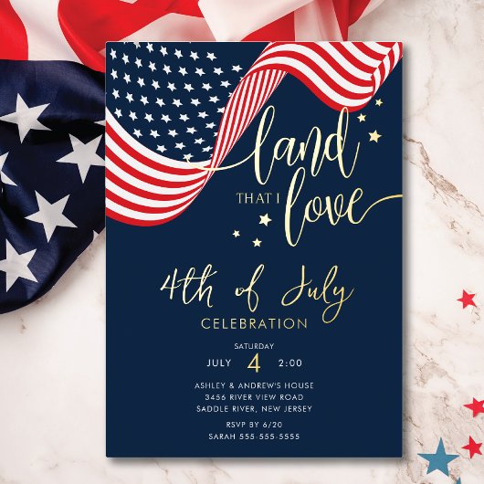 アメリカ独立記念日 7月4日 パーティー 箔招待状
