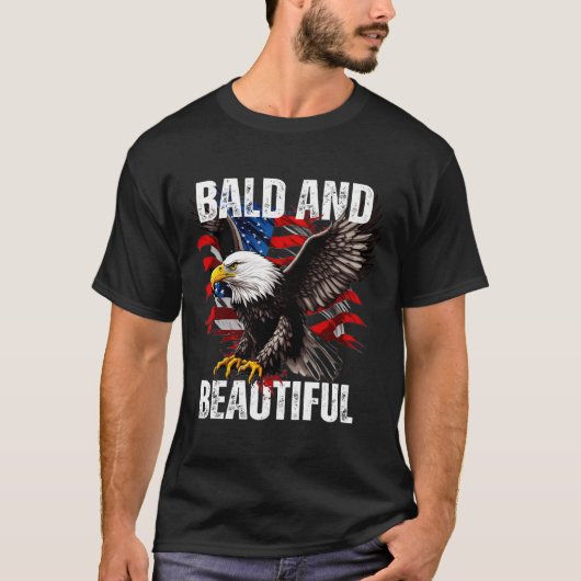 アメリカ独立記念日 7月4日 禿げて美しいアメリカ Tシャツ (正面)