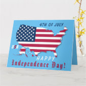 アメリカ独立記念日 USA マップ フラグ 赤 白 青 カード (黄色い花)