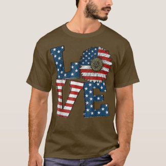 アメリカ独立記念日USA国旗ひまわり4O Tシャツ