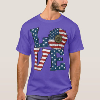 アメリカ独立記念日USA国旗ひまわり4O Tシャツ
