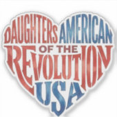 アメリカ独立革命娘会USAハート シール (正面)