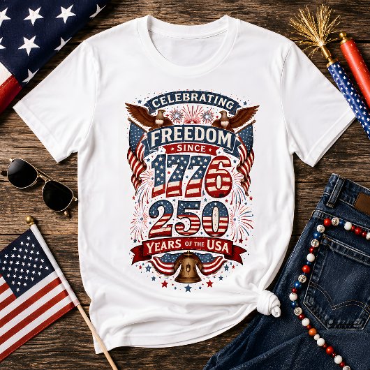 アメリカ独立1776から250周年 ヴィンテージ アメリカンフリーダム Tシャツ
