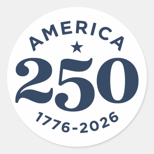 アメリカ独立250周年お祝い ミニマル ラウンドシール (正面)