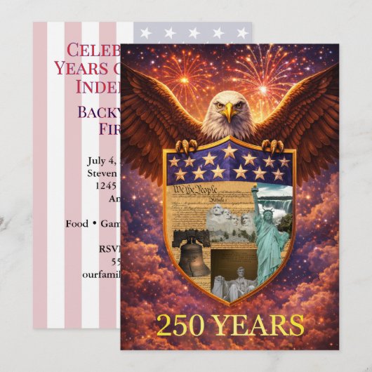 アメリカ独立250周年グレートアメリカンイーグルシールド 招待状 (正面/裏面)