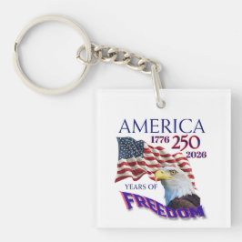 アメリカ独立250周年ハクトウワシ自由の旗 キーホルダー