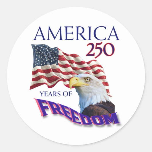 アメリカ独立250周年ハゲワシの旗 ラウンドシール (正面)