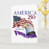 アメリカ独立250周年ハゲワシフリーダムフラグ カード (黄色い花)