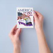 アメリカ独立250周年ハゲワシ入り自由の旗 チラシ (手)