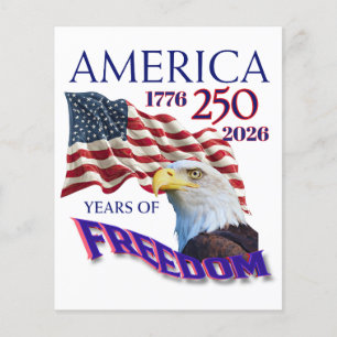 アメリカ独立250周年ハゲワシ入り自由の旗 チラシ