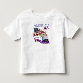 アメリカ独立250周年ハゲワシ入り自由の旗 トドラーTシャツ