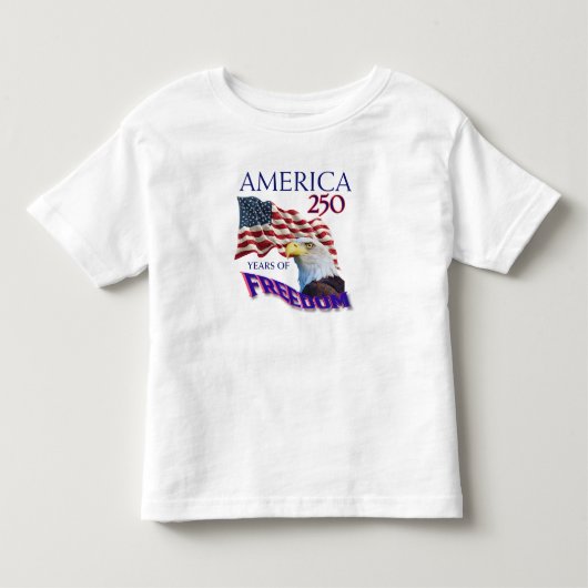 アメリカ独立250周年ハゲワシ入り自由の旗 トドラーTシャツ (正面)