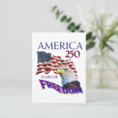 アメリカ独立250周年ハゲワシ入り自由の旗 ポストカード (スタンド正面)