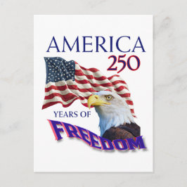 アメリカ独立250周年ハゲワシ入り自由の旗 ポストカード