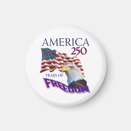 アメリカ独立250周年ハゲワシ入り自由の旗 マグネット (正面)