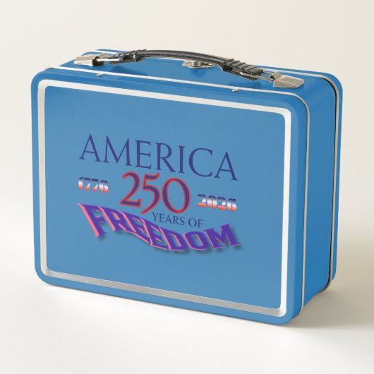 アメリカ独立250周年ハゲワシ入り自由の旗 メタルランチボックス (裏面)