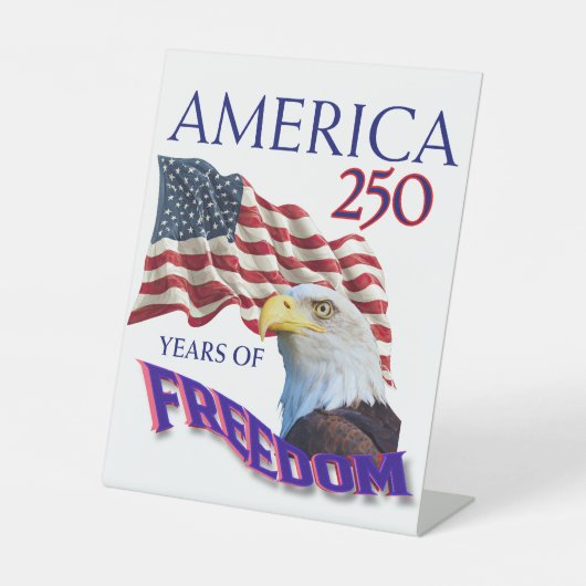 アメリカ独立250周年ハゲワシ入り自由の旗 台座サイン (正面)