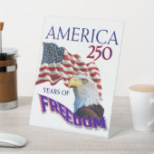 アメリカ独立250周年ハゲワシ入り自由の旗 台座サイン (インサイチュ)