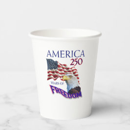 アメリカ独立250周年ハゲワシ入り自由の旗 紙コップ