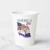 アメリカ独立250周年ハゲワシ入り自由の旗 紙コップ (正面)