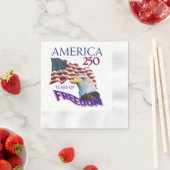 アメリカ独立250周年ハゲワシ入り自由の旗 縁ありカクテルナプキン (インサイチュ)