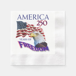 アメリカ独立250周年ハゲワシ入り自由の旗 縁ありカクテルナプキン