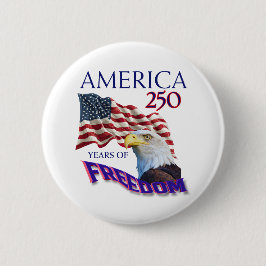 アメリカ独立250周年ハゲワシ入り自由の旗 缶バッジ