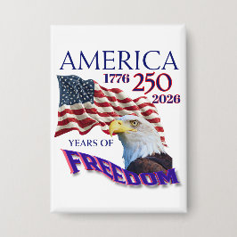アメリカ独立250周年ハゲワシ入り自由の旗 缶バッジ