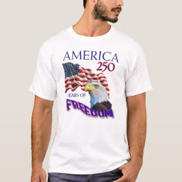 アメリカ独立250周年ハゲワシ入り自由の旗 Tシャツ