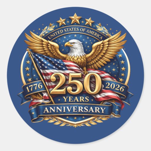 アメリカ独立250周年パトリオティック ラウンドシール (正面)