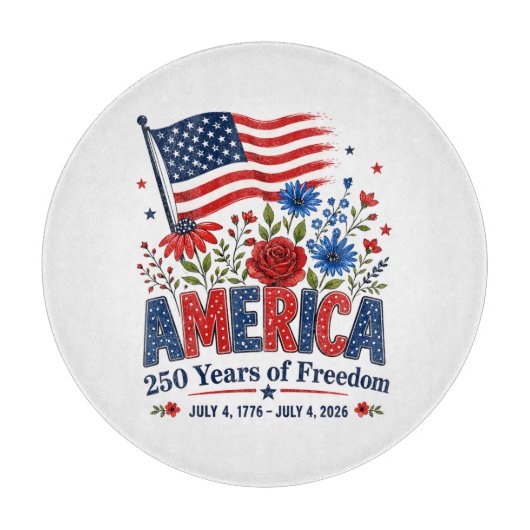 アメリカ独立250周年フラワーフラッグ カッティングボード (正面)