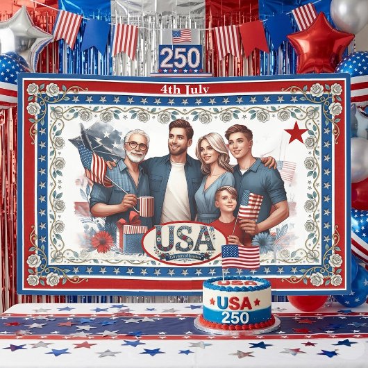 アメリカ独立250周年フラワー ファミリーフォト 横断幕