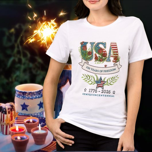 アメリカ独立250周年ボタニカルウォーターカラー トライブレンドＴシャツ