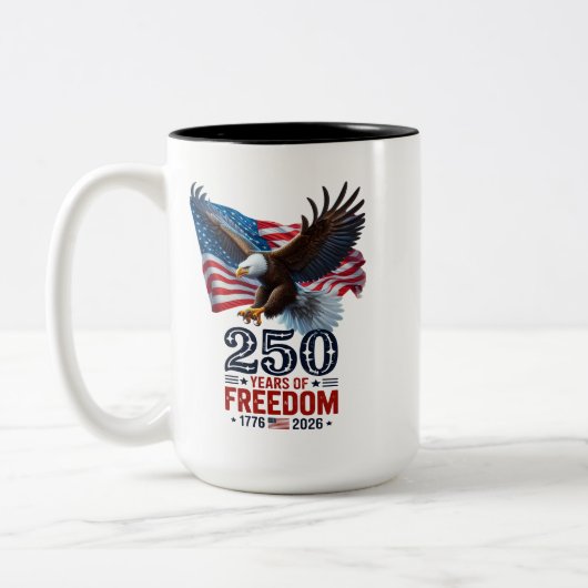 アメリカ独立250周年レトロUSA愛国主義7月4日 ツートーンマグカップ (左)