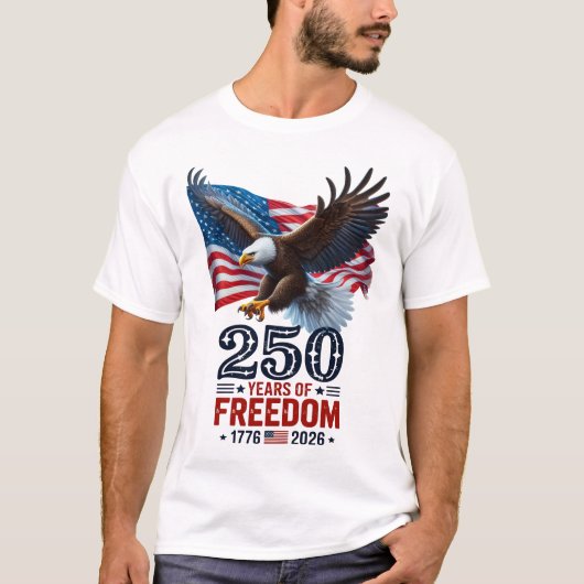 アメリカ独立250周年レトロUSA愛国主義7月4日 Tシャツ (正面)