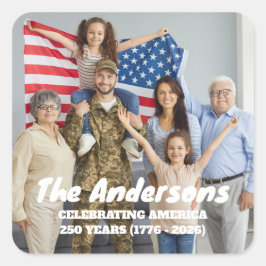 アメリカ独立250周年記念のカスタムフォト＆テキスト スクエアシール