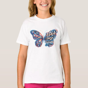 アメリカ独立250周年記念の蝶 Tシャツ