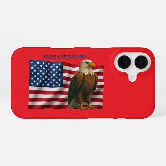 アメリカ独立250周年記念アメリカ国旗とハクトウワシ URM iPhone 16ケース (裏面横)