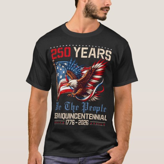 アメリカ独立250周年記念アメリカ国旗 Tシャツ (正面)