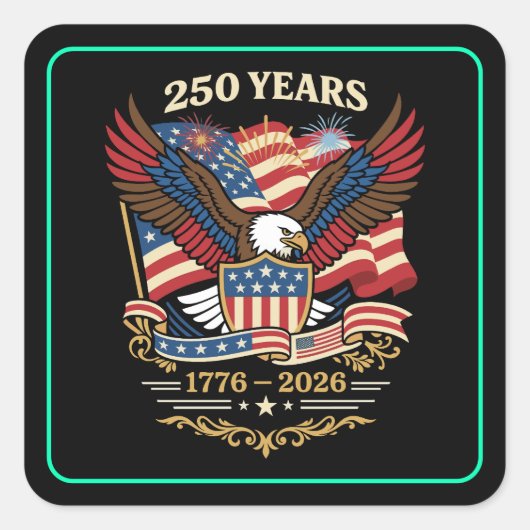 アメリカ独立250周年記念イーグルデザイン スクエアシール (正面)