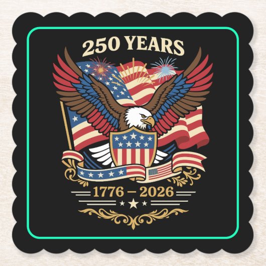 アメリカ独立250周年記念イーグルデザイン ペーパーコースター (正面)