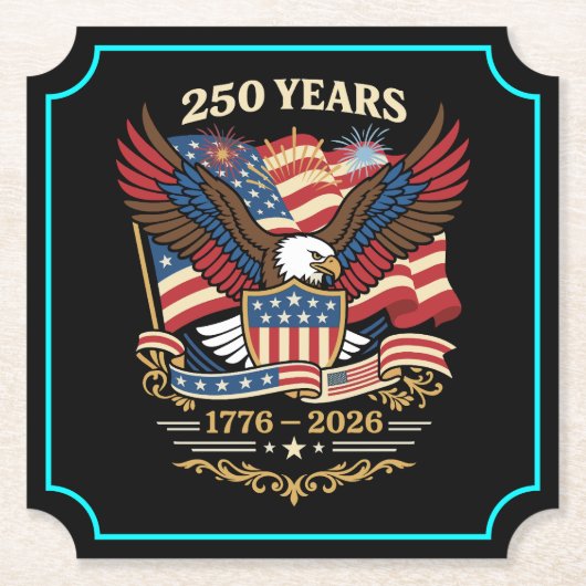 アメリカ独立250周年記念イーグルデザイン ペーパーコースター (正面)