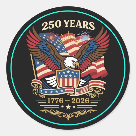 アメリカ独立250周年記念イーグルデザイン ラウンドシール (正面)
