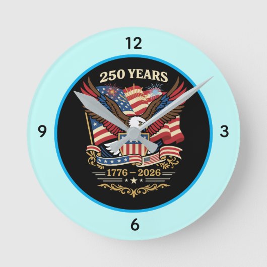 アメリカ独立250周年記念イーグルデザイン ラウンド壁時計 (正面)