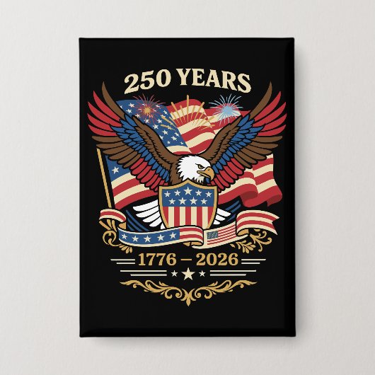アメリカ独立250周年記念イーグルデザイン 缶バッジ (正面)