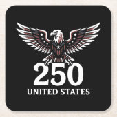 アメリカ独立250周年記念イーグル愛国アメリカ スクエアペーパーコースター (正面)