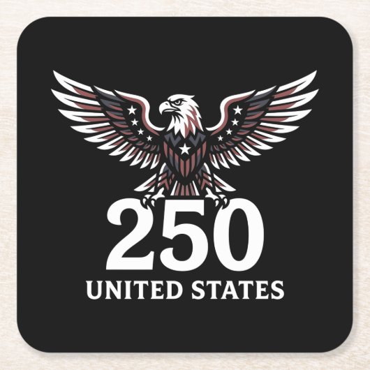 アメリカ独立250周年記念イーグル愛国アメリカ スクエアペーパーコースター (正面)